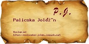 Palicska Jolán névjegykártya